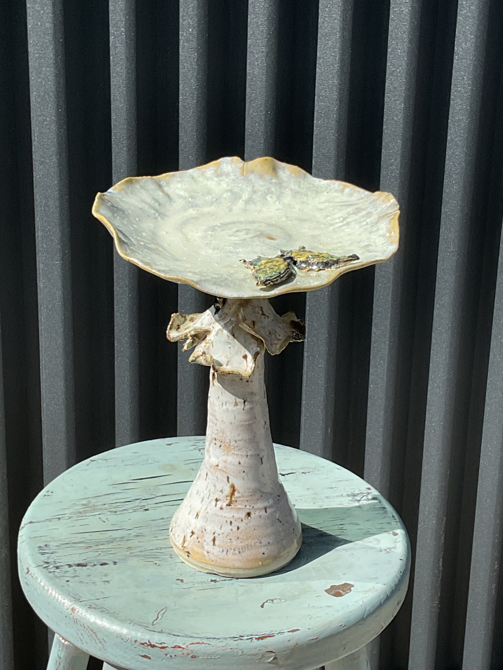 Pottery - mushroom butterfly feeder