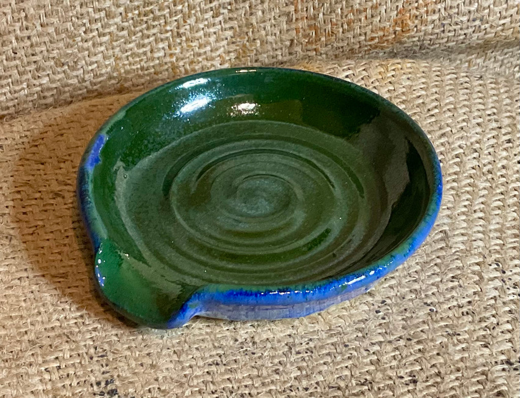 Pottery- green spoon rest