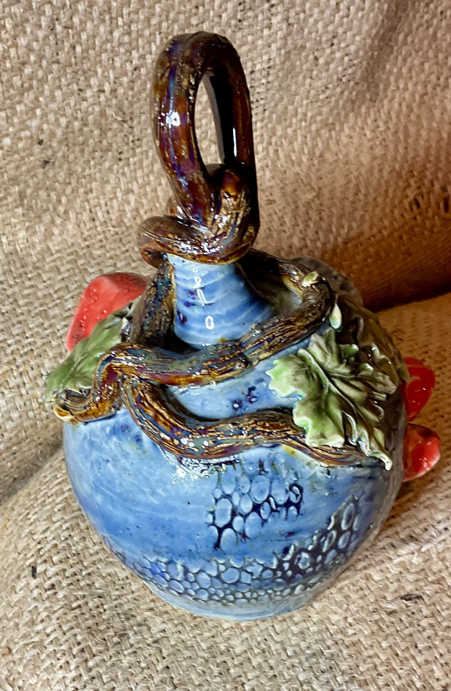 Pottery- bird feeder w mushrooms