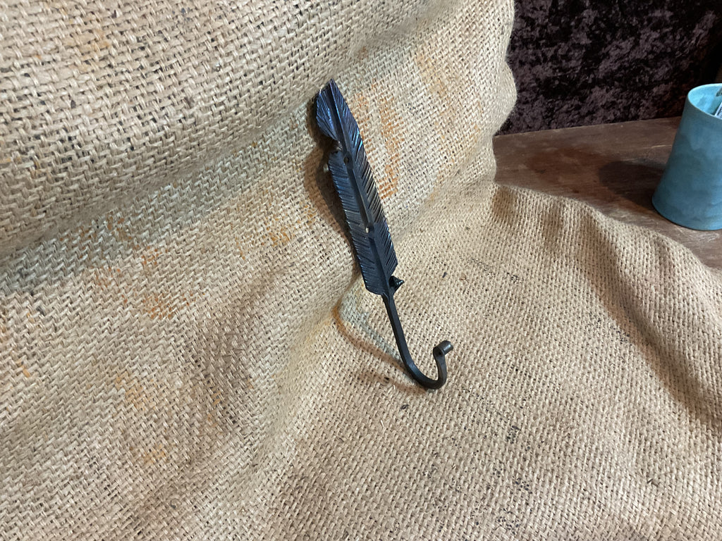 Forged feather wall hook