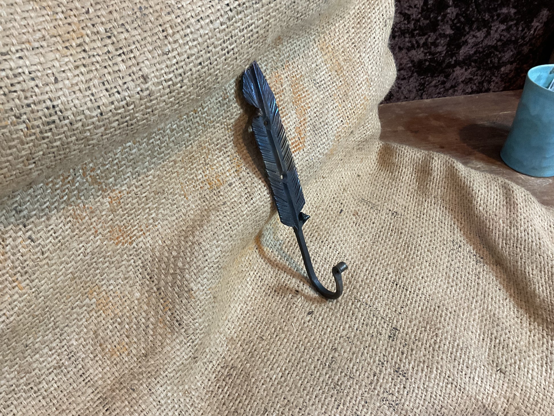 Forged feather wall hook