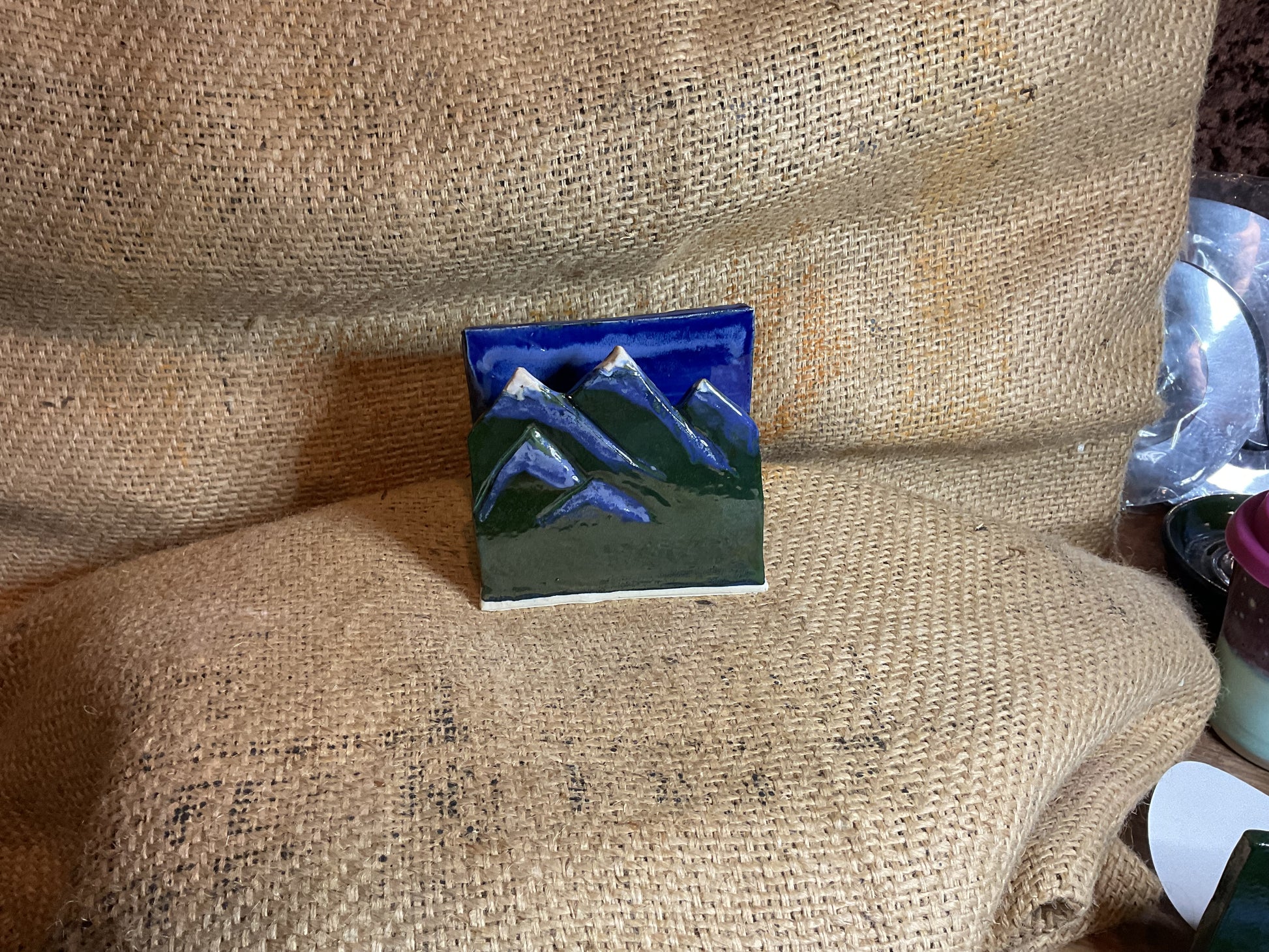 Pottery napkin holder mountains