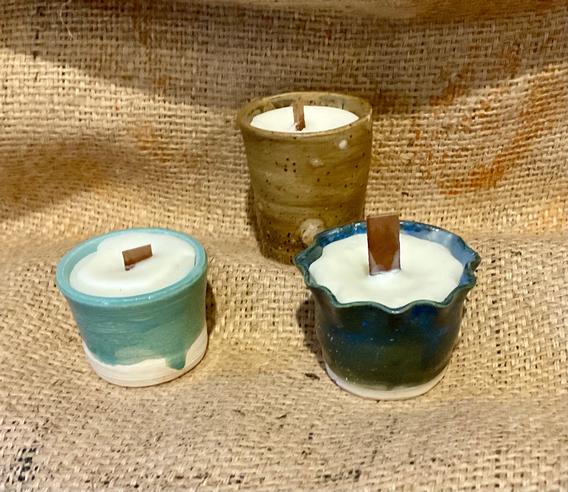 Pottery/candle.  Small candles