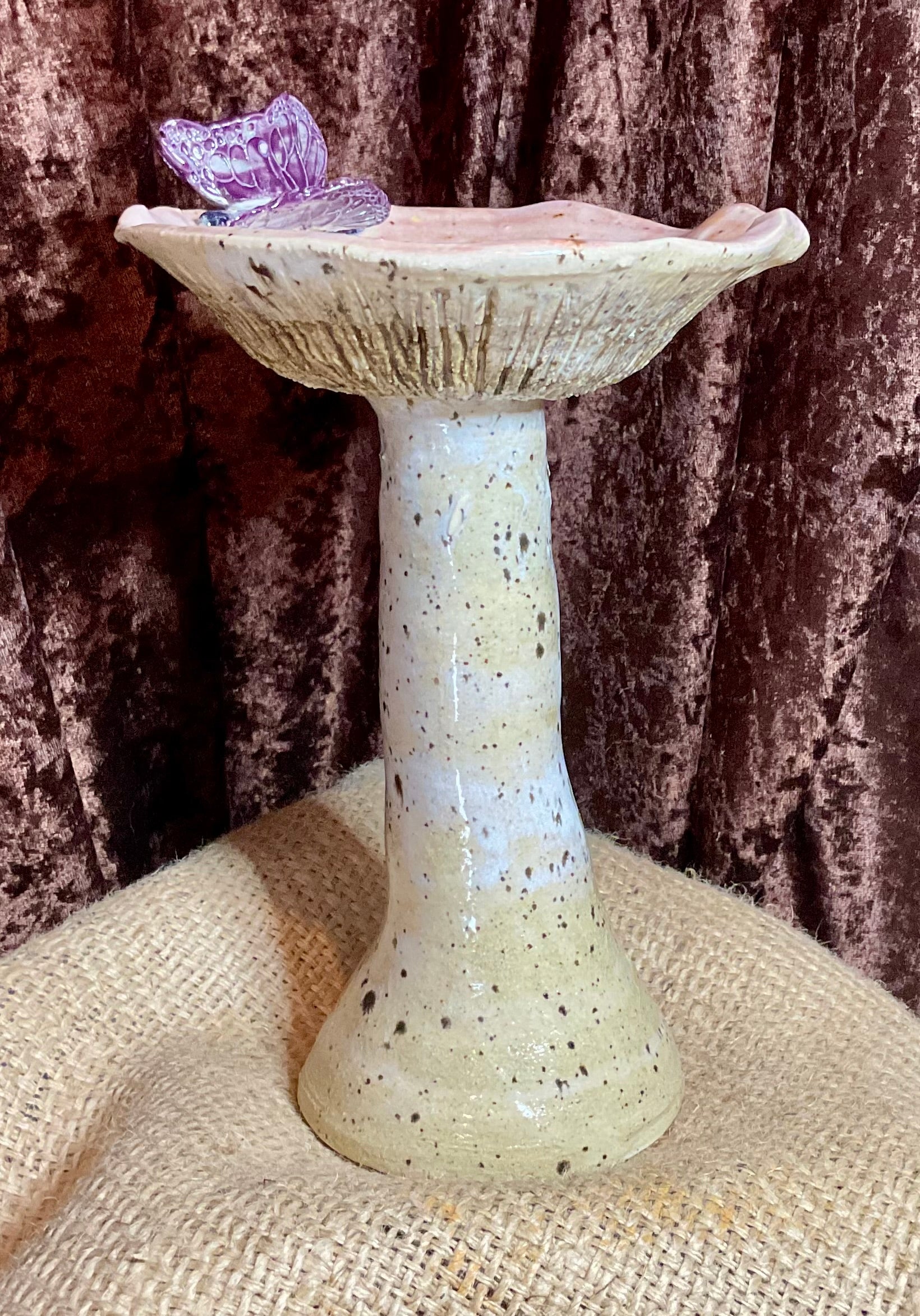 Pottery - purple butterfly mushroom
