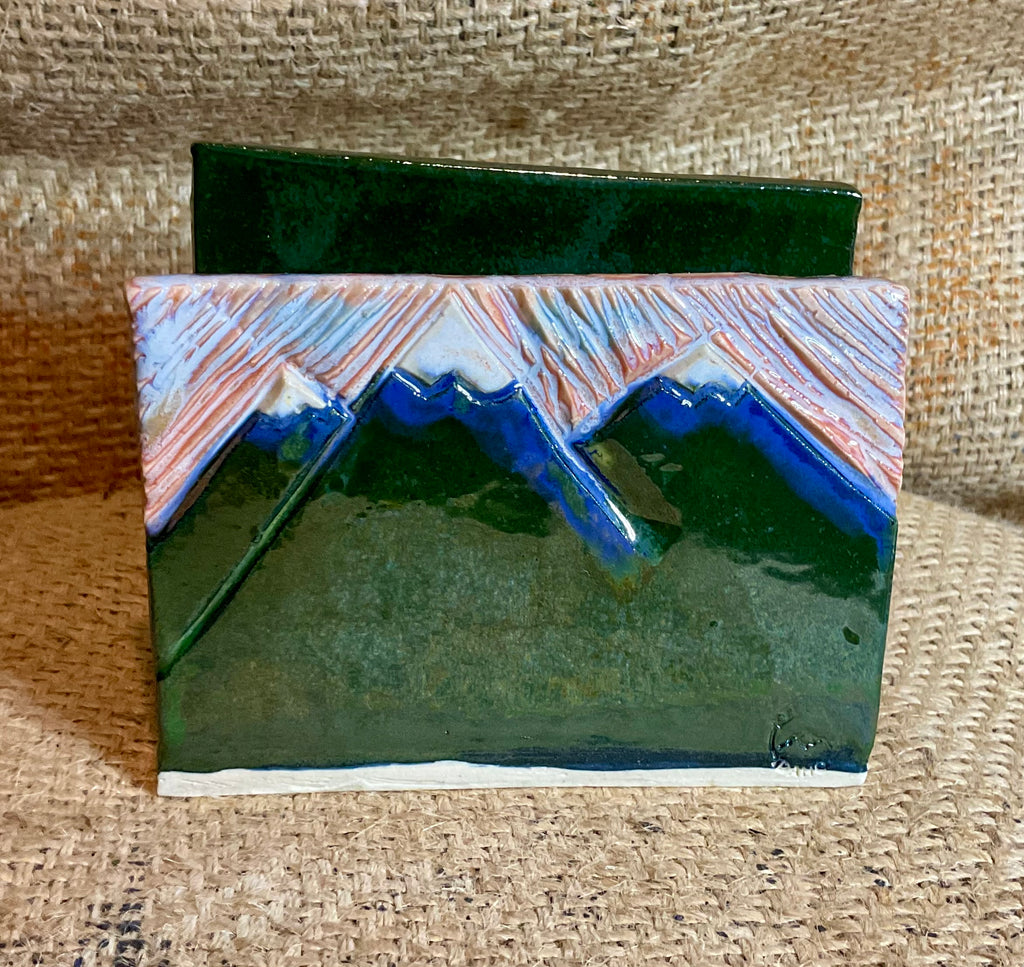 Pottery- carved mountains napkin holder