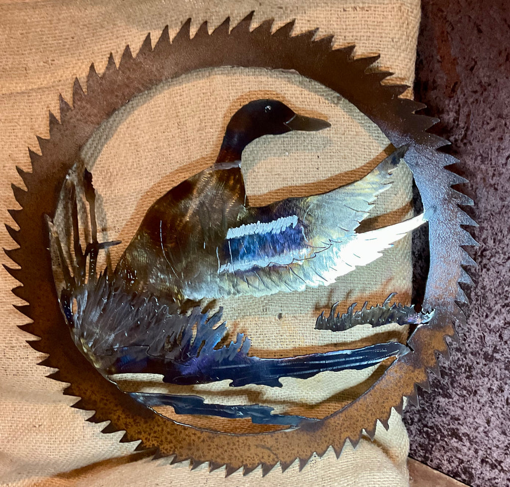 Duck in a saw blade