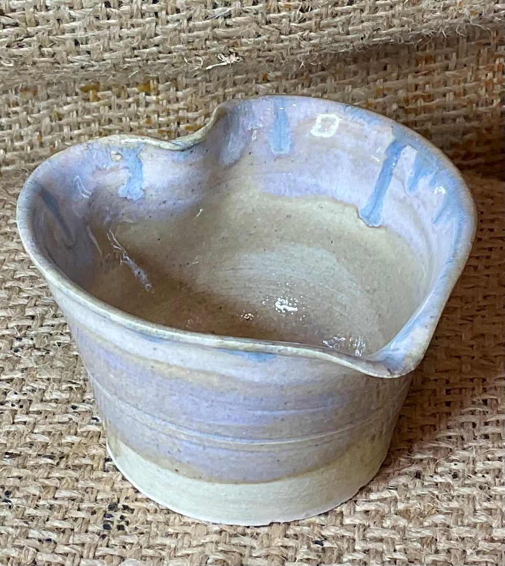 Pottery- opalescent heart bowl