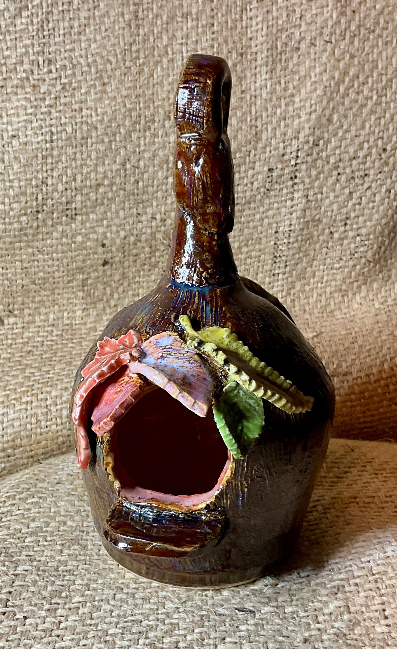 Pottery- birdfeeder fall leaves