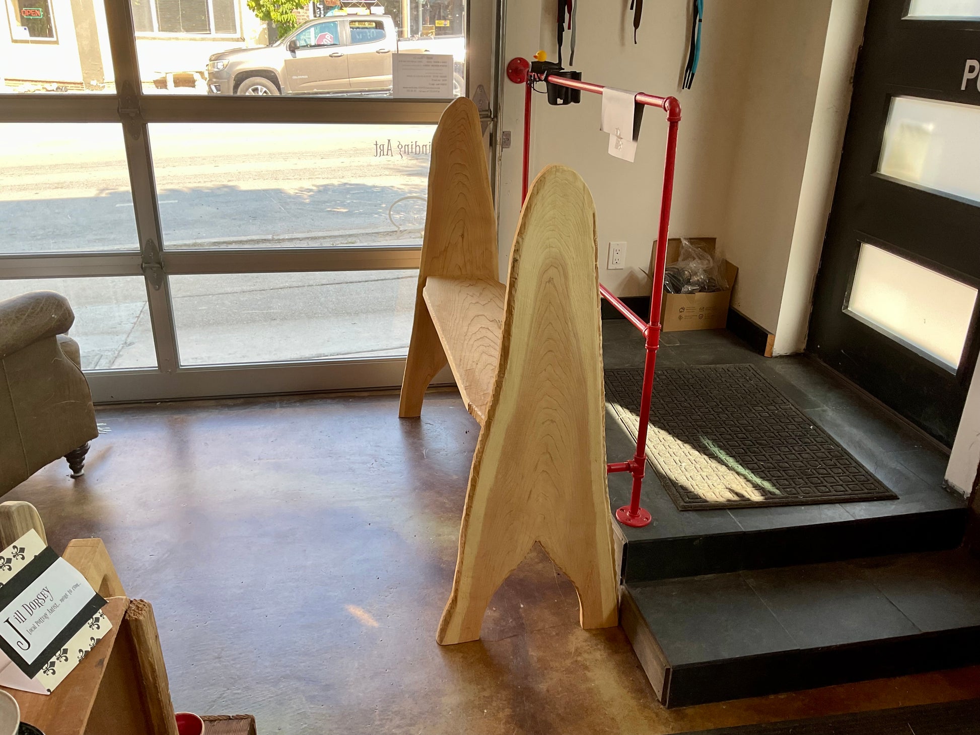 Fancy high side wooden bench