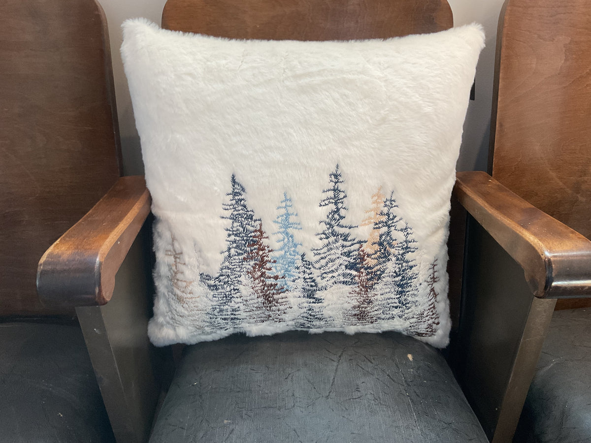 Pillow- Fuzzy winter trees lg