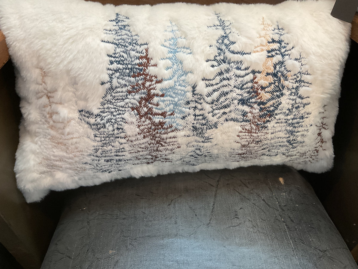 Pillow- Fuzzy winter trees-small