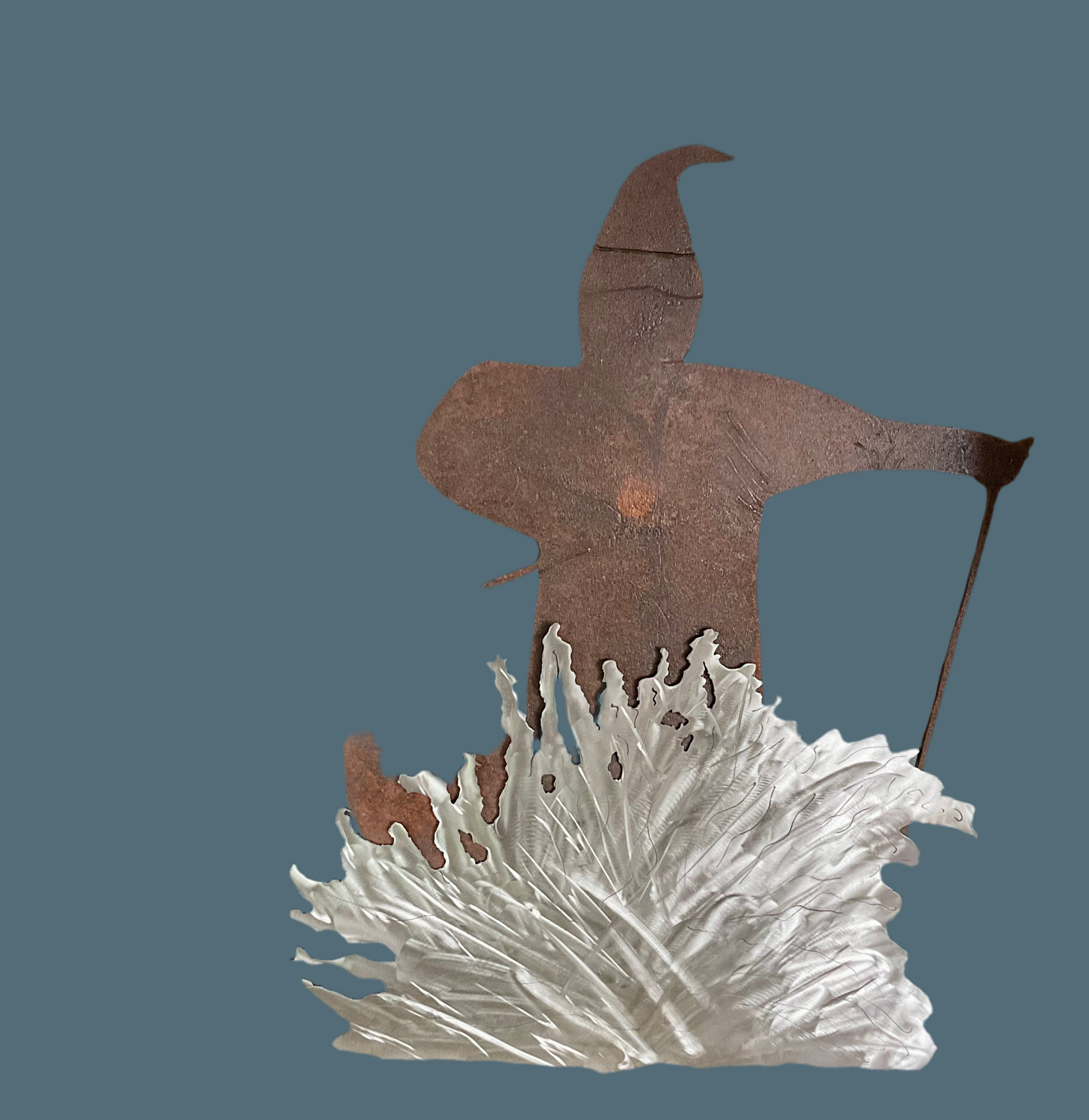 Metal skier yard or wall art