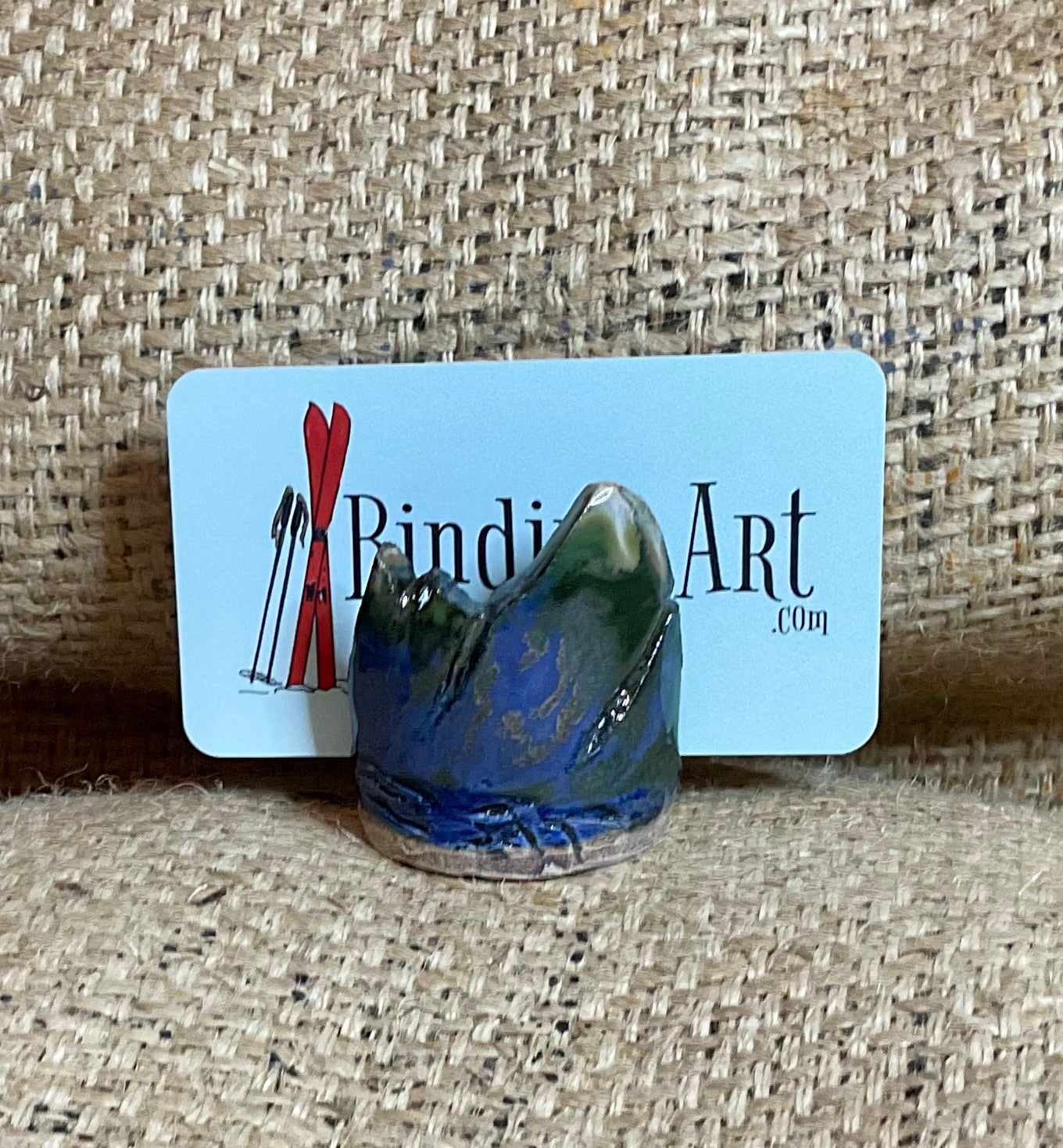 Pottery- biz card holder mountains
