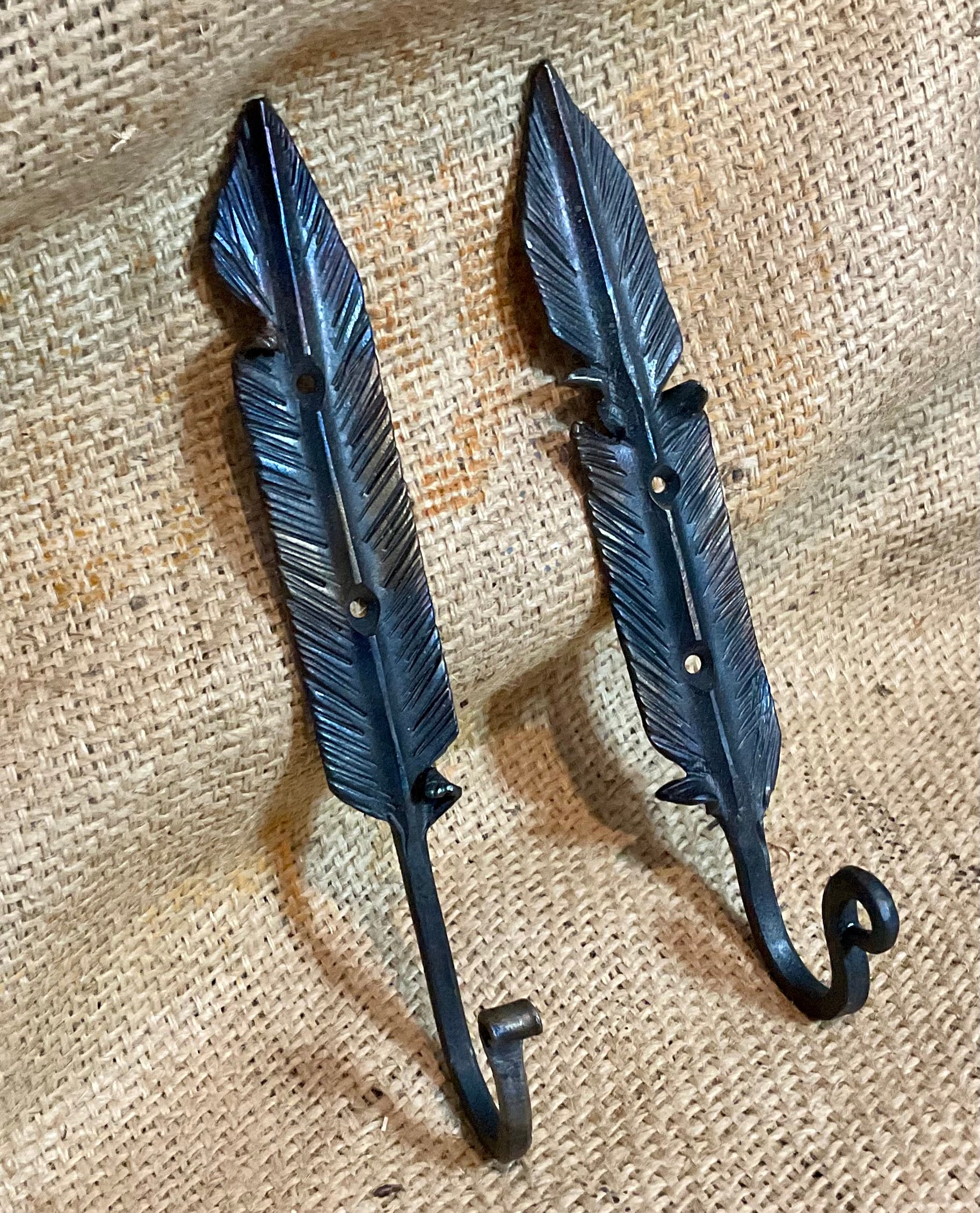 Forged feather wall hook