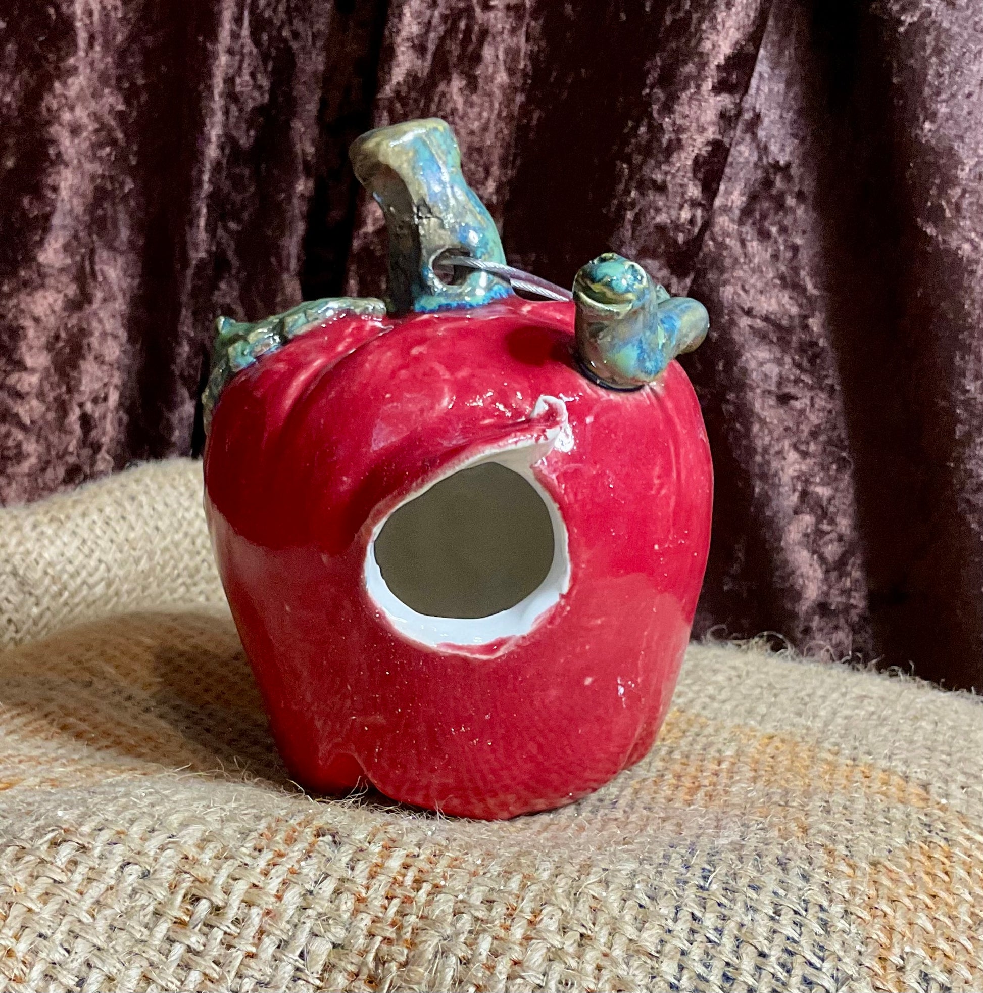 Pottery- apple birdhouse