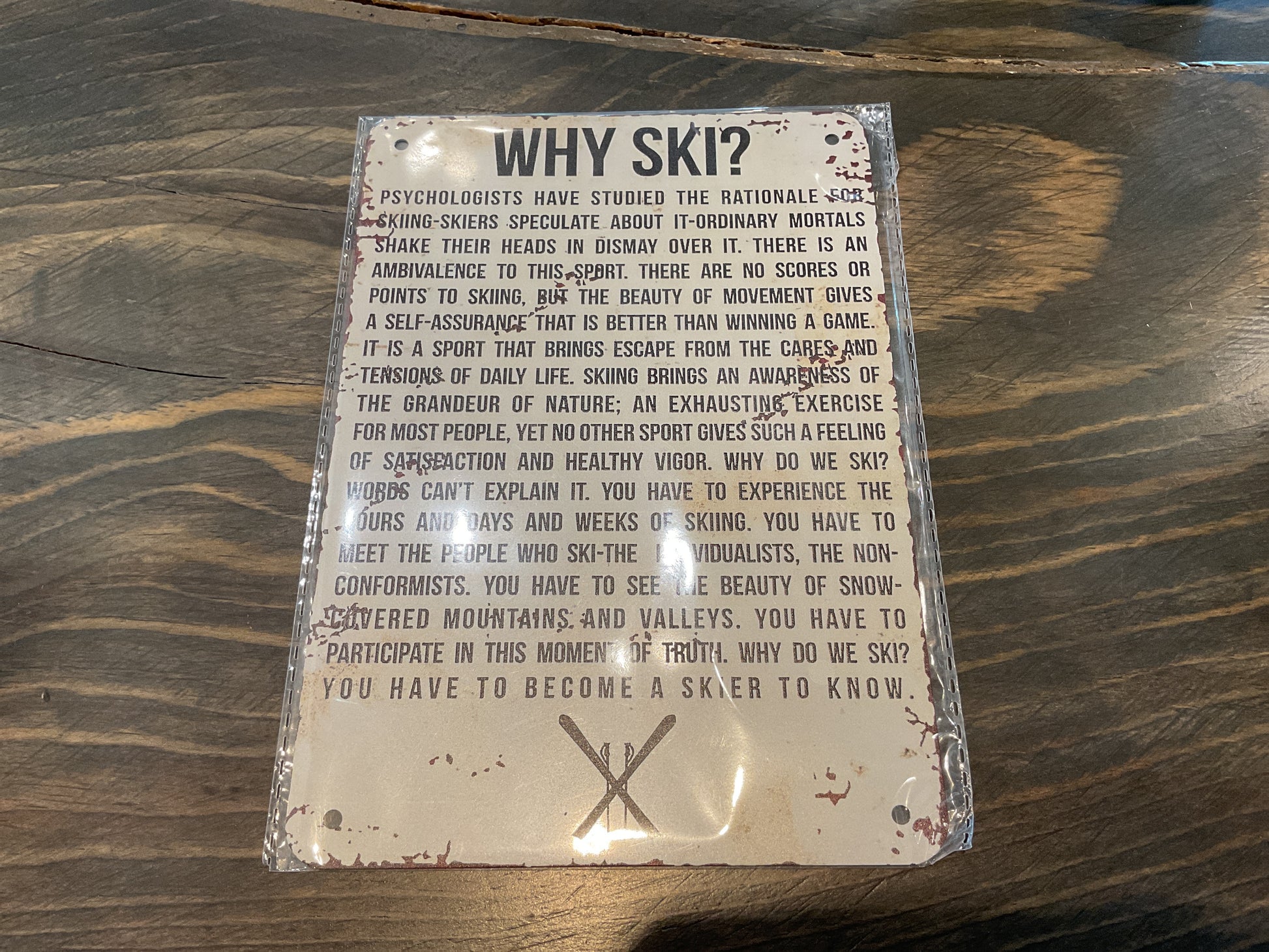 Sign- metal ski sign small