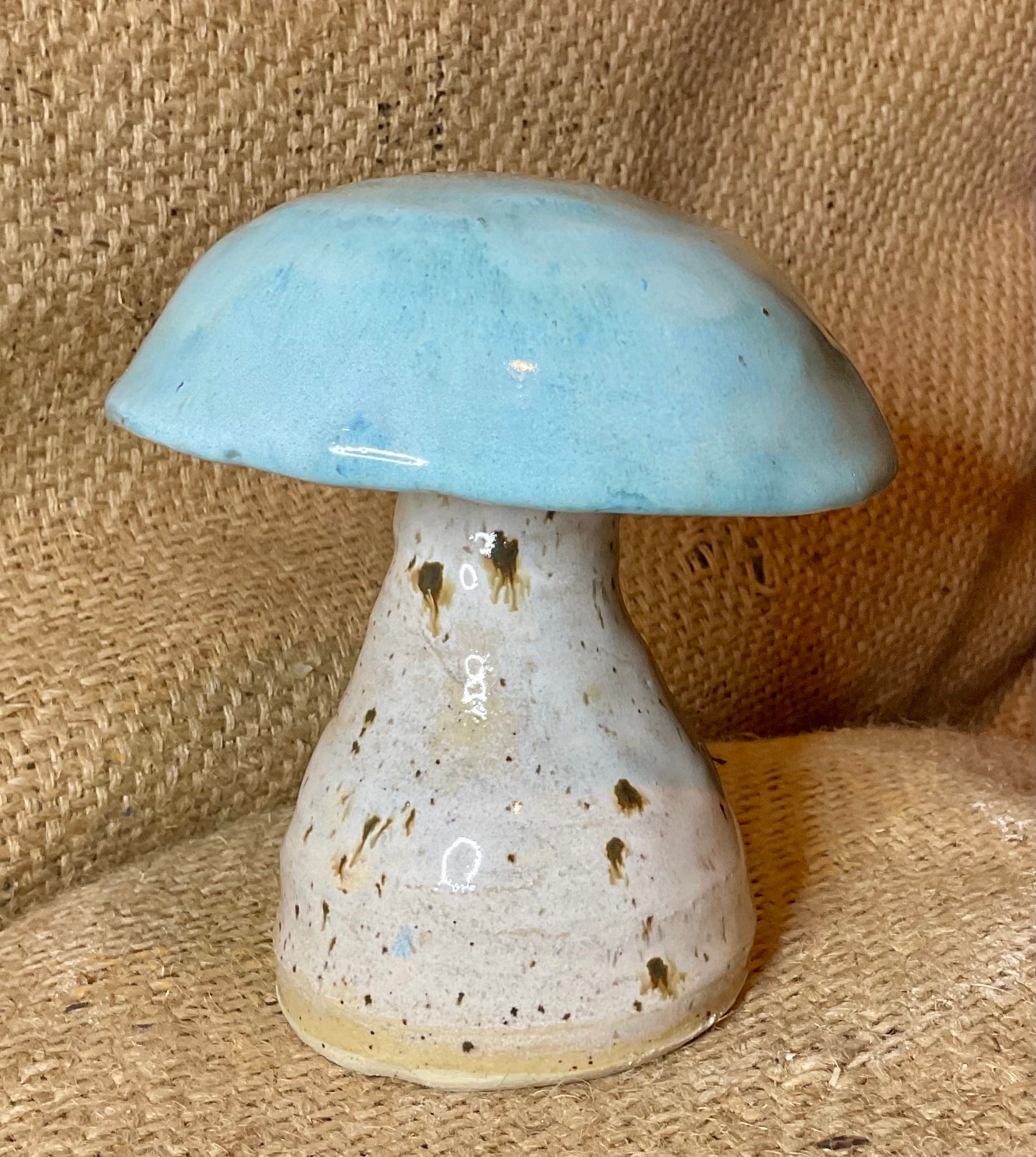 Pottery- blue topped mushroom
