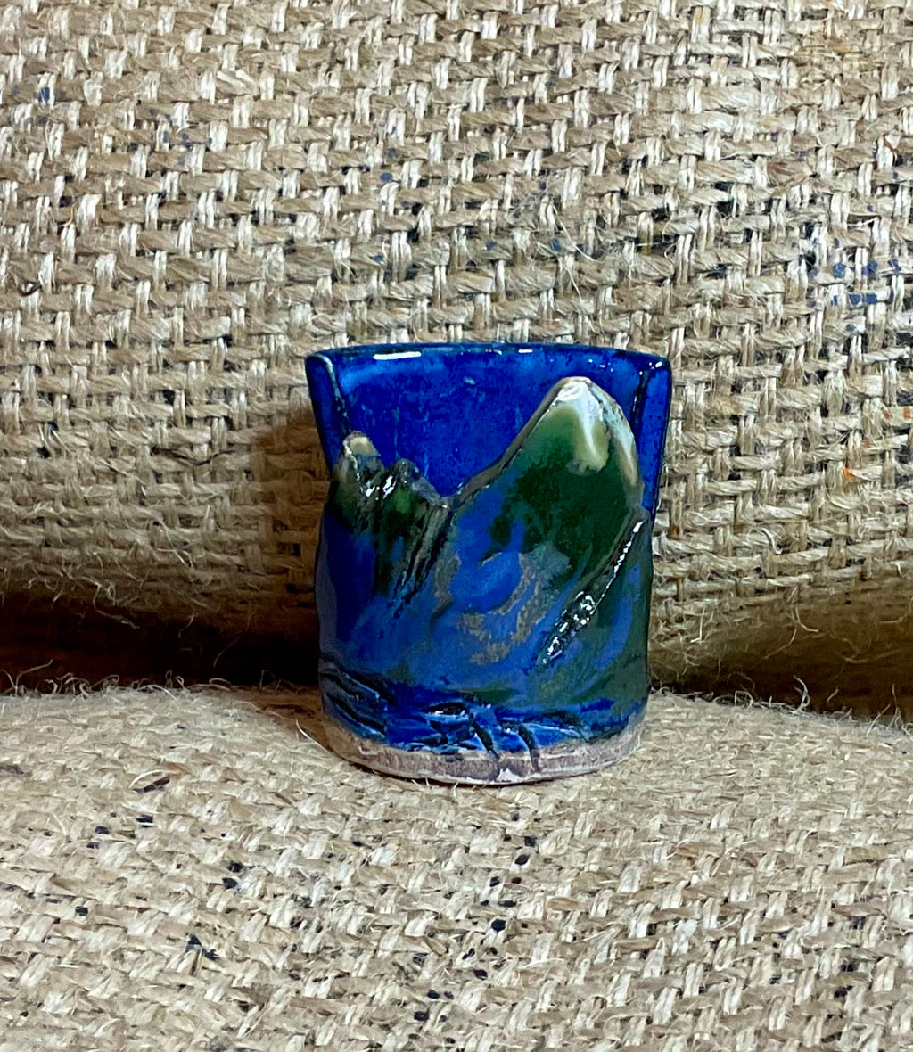Pottery- biz card holder mountains