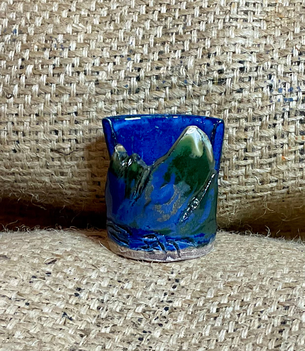 Pottery- biz card holder mountains