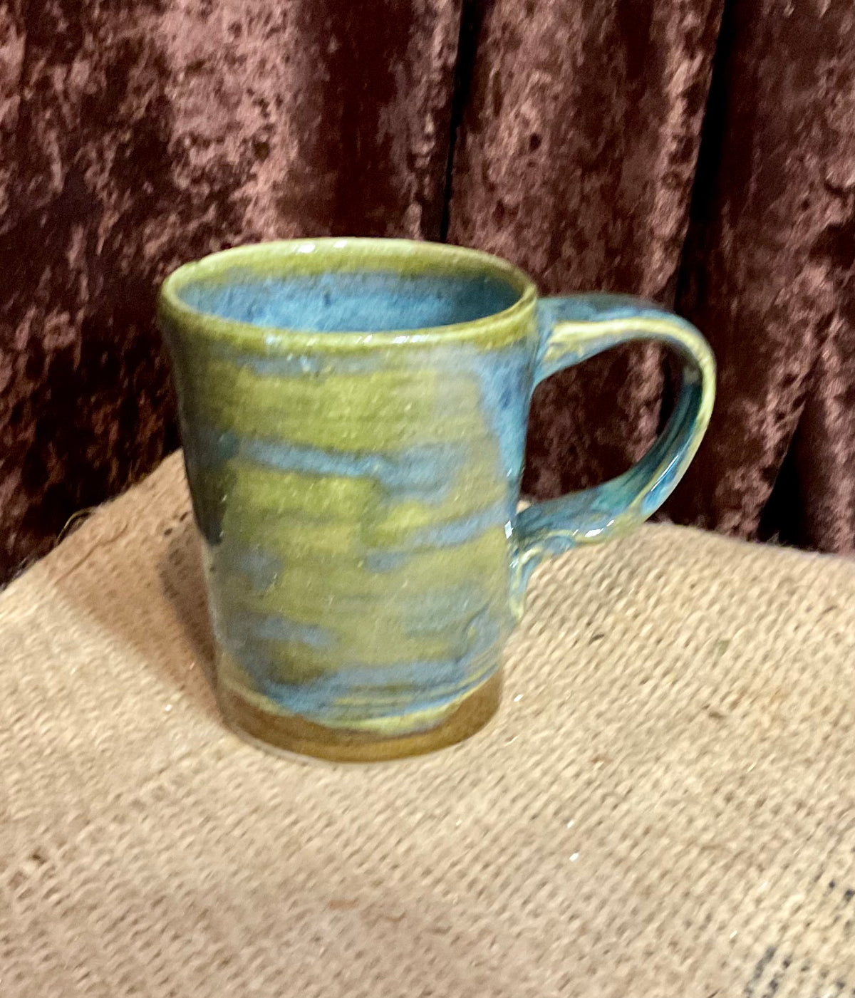 Pottery blue green mug