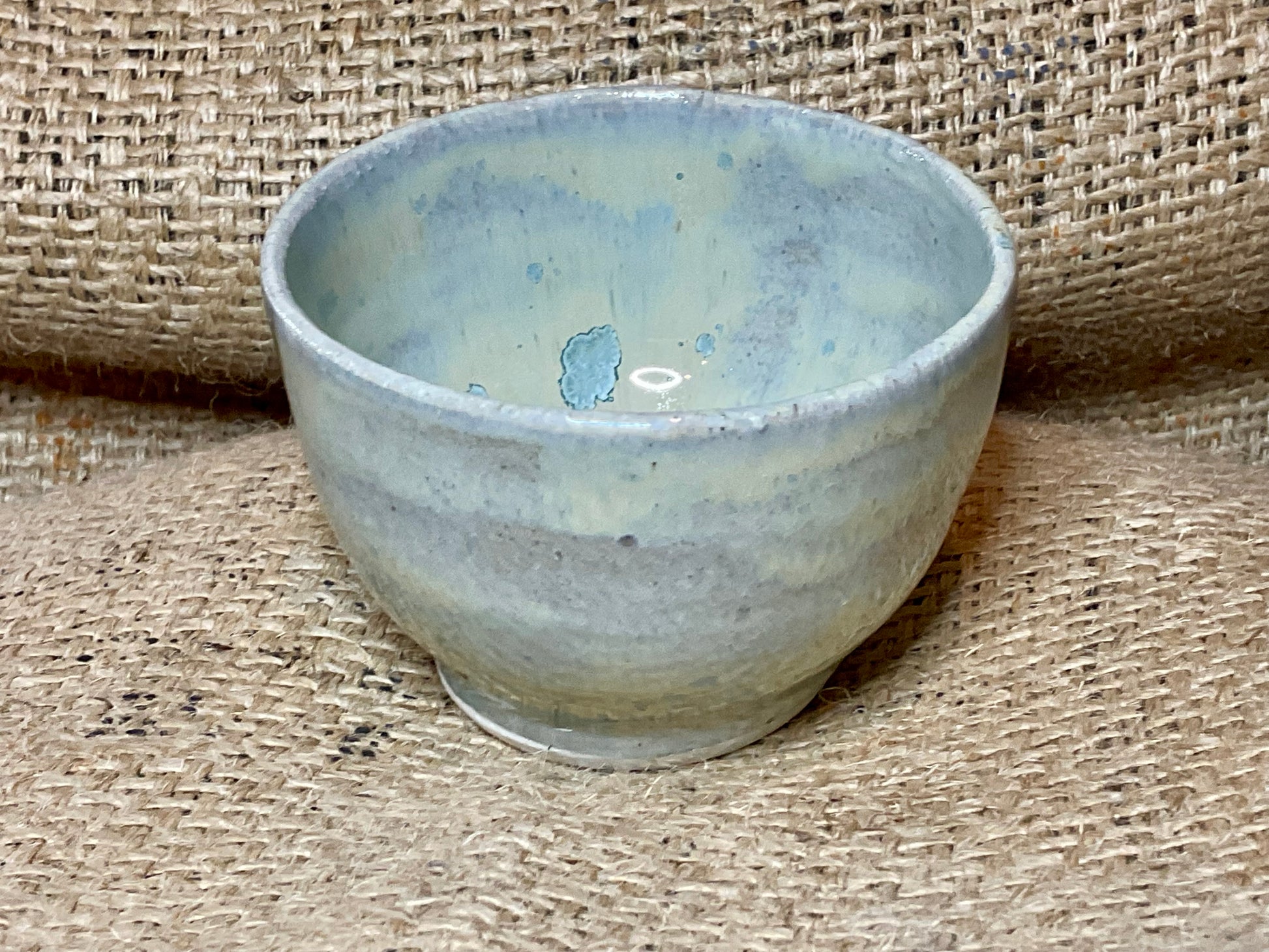 Pottery— small blue snowflake bowl