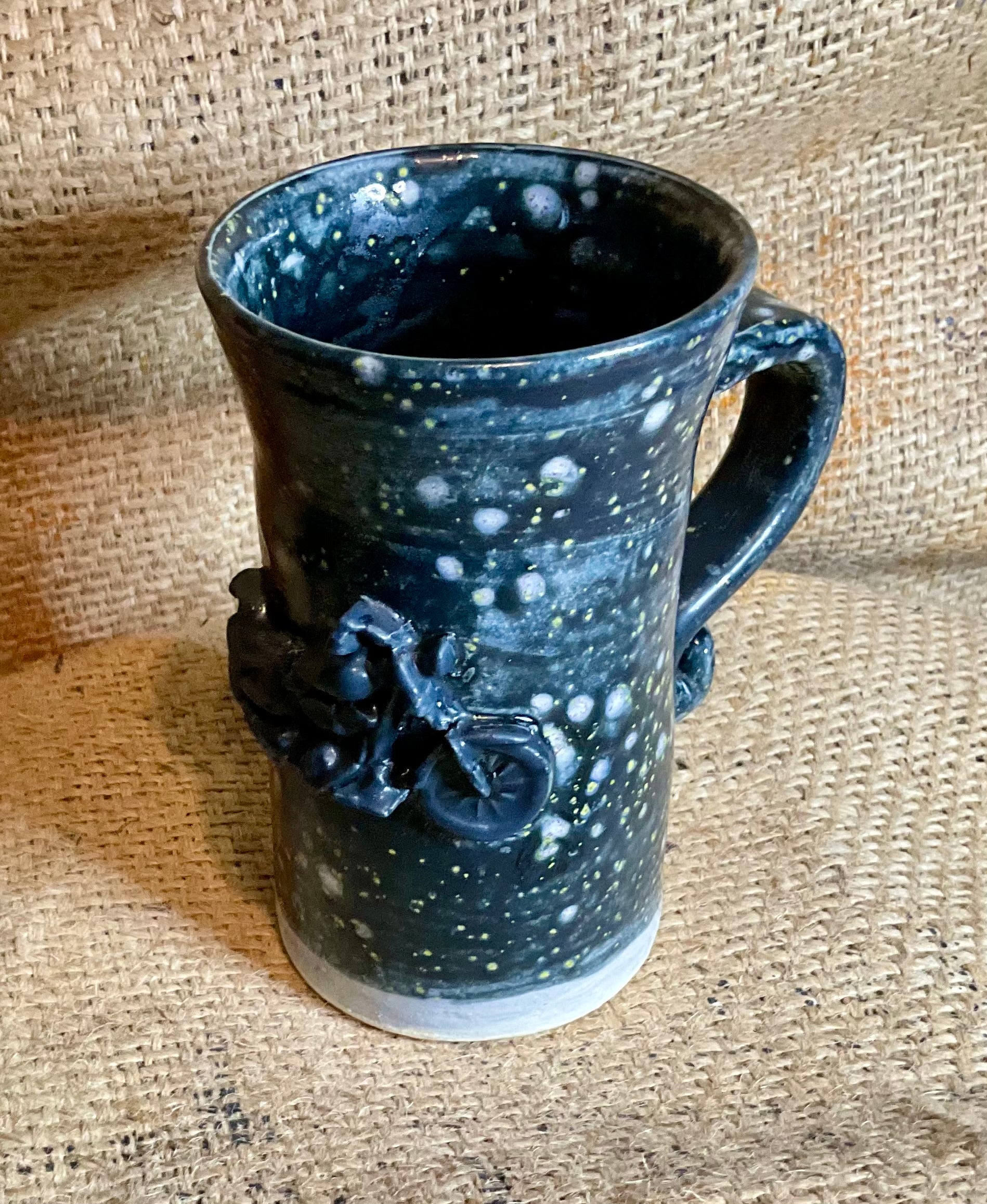 Pottery- motorcycle at night mug