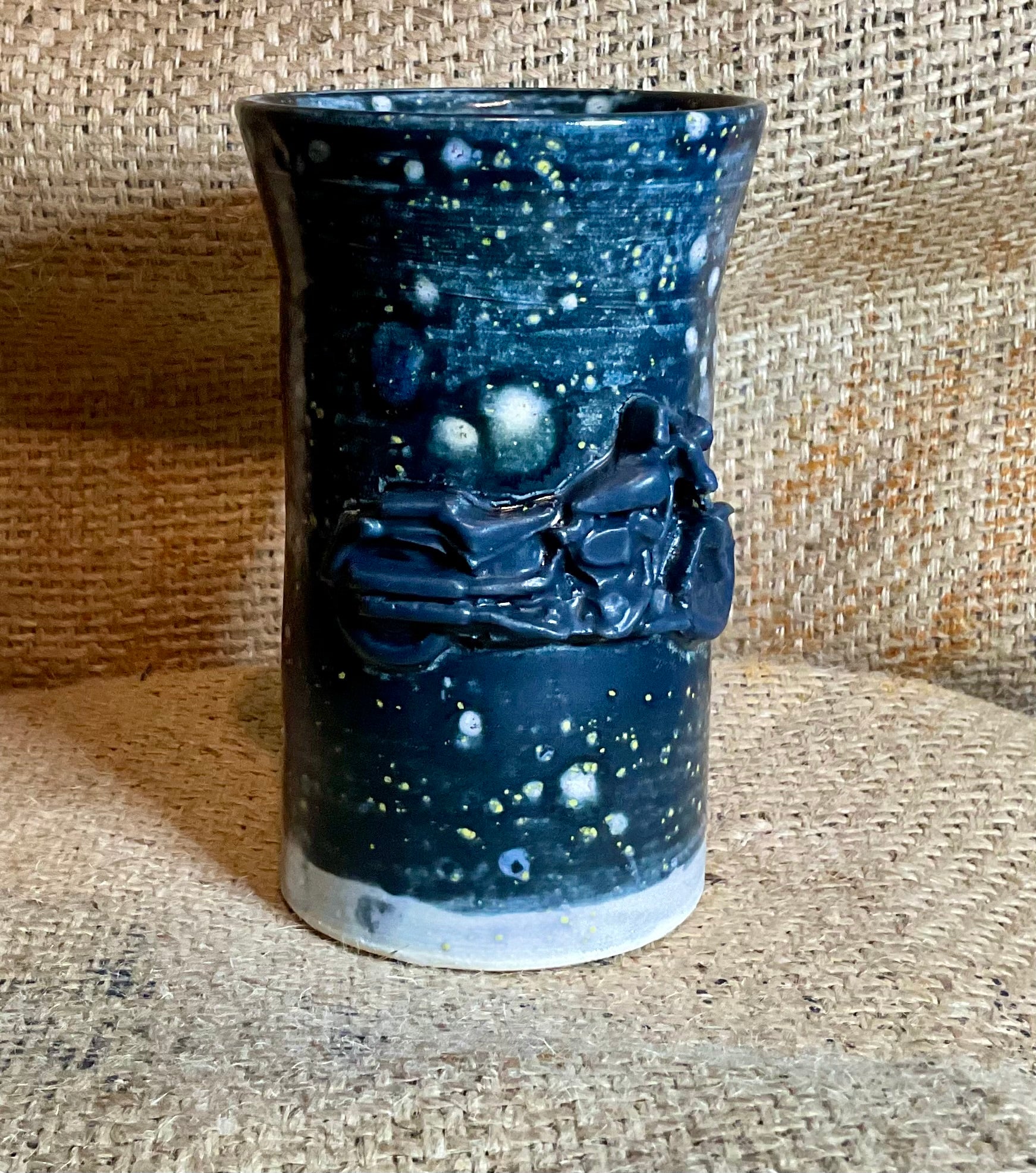 Pottery- motorcycle at night mug