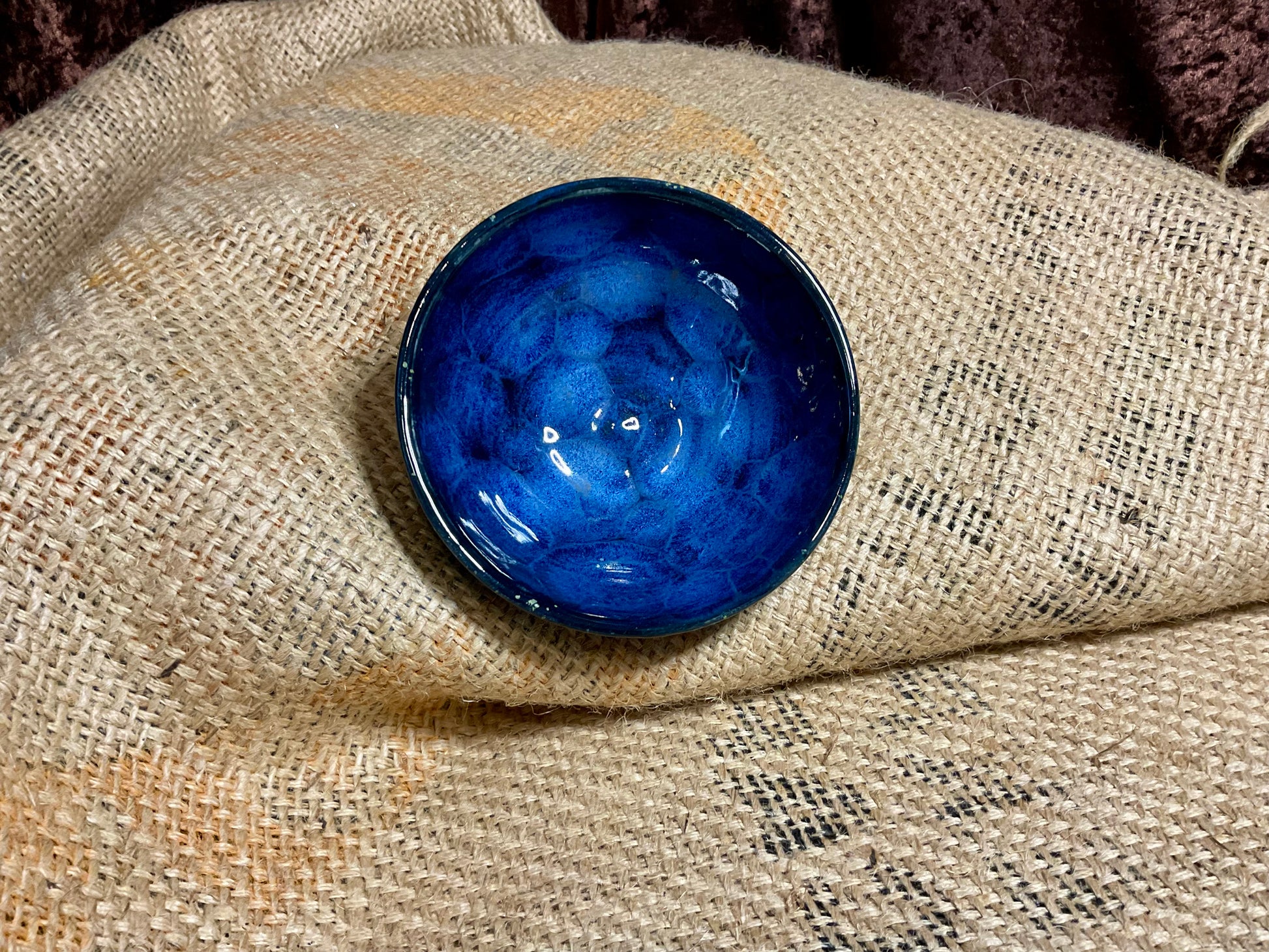 Pottery- small dark frozen pond bowl