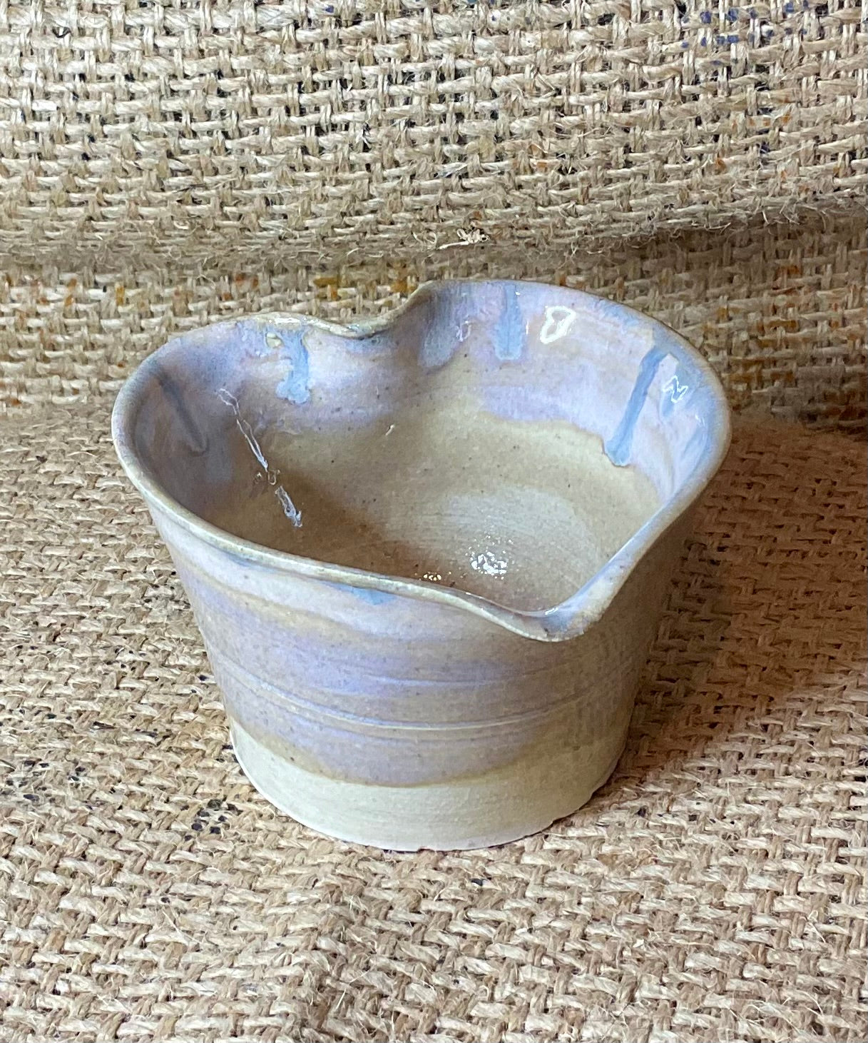 Pottery- opalescent heart bowl