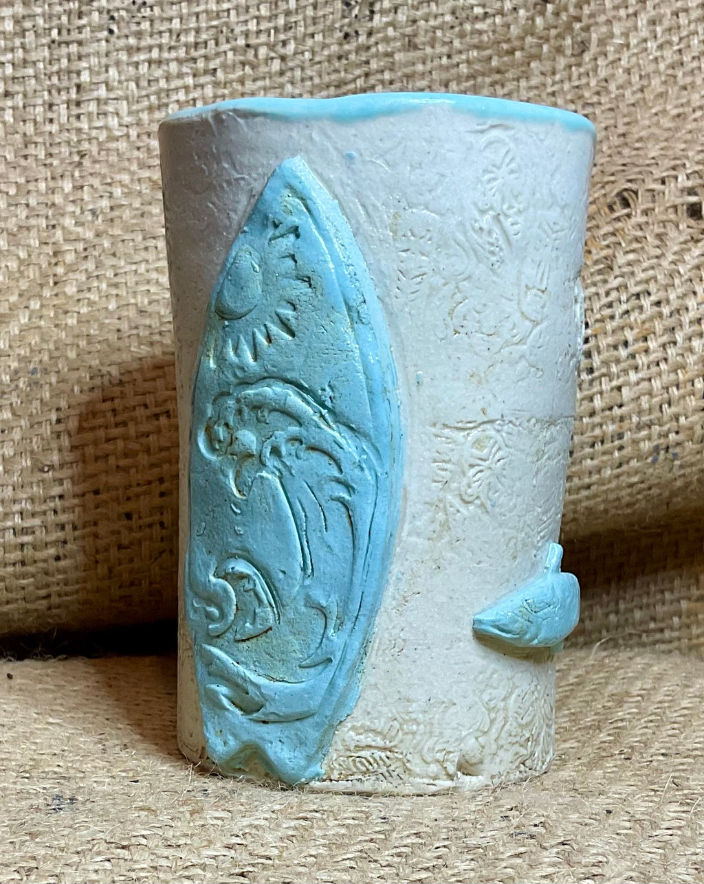 Tiki mug - aqua surfboard