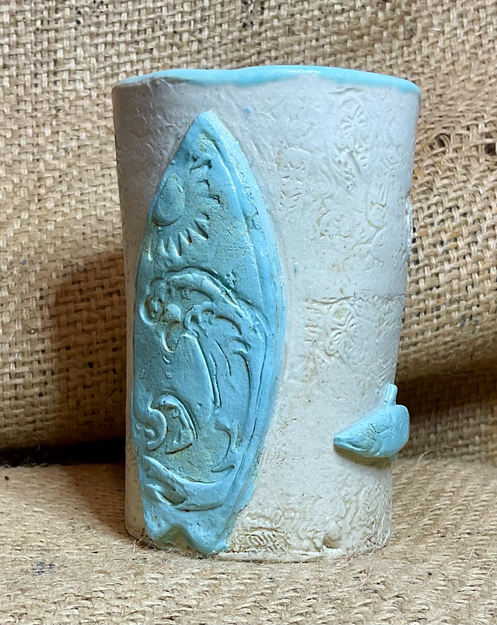 Tiki mug - aqua surfboard