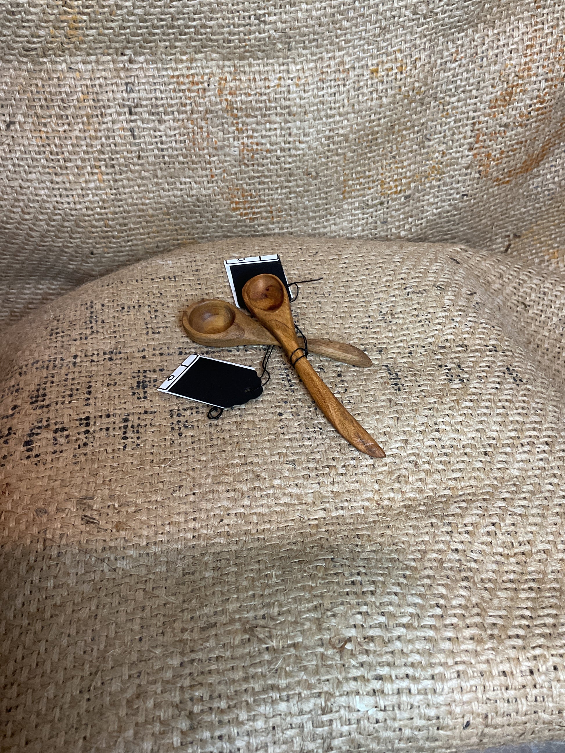 Hand carved wooden salt spoon