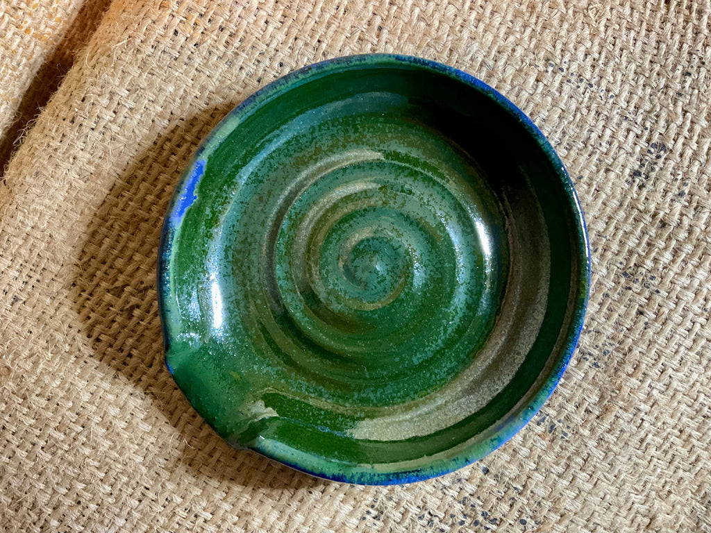 Pottery- green spoon rest