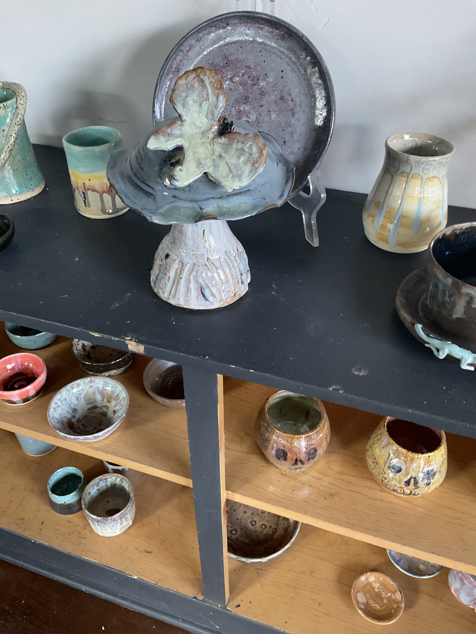Pottery- mushroom- with moth