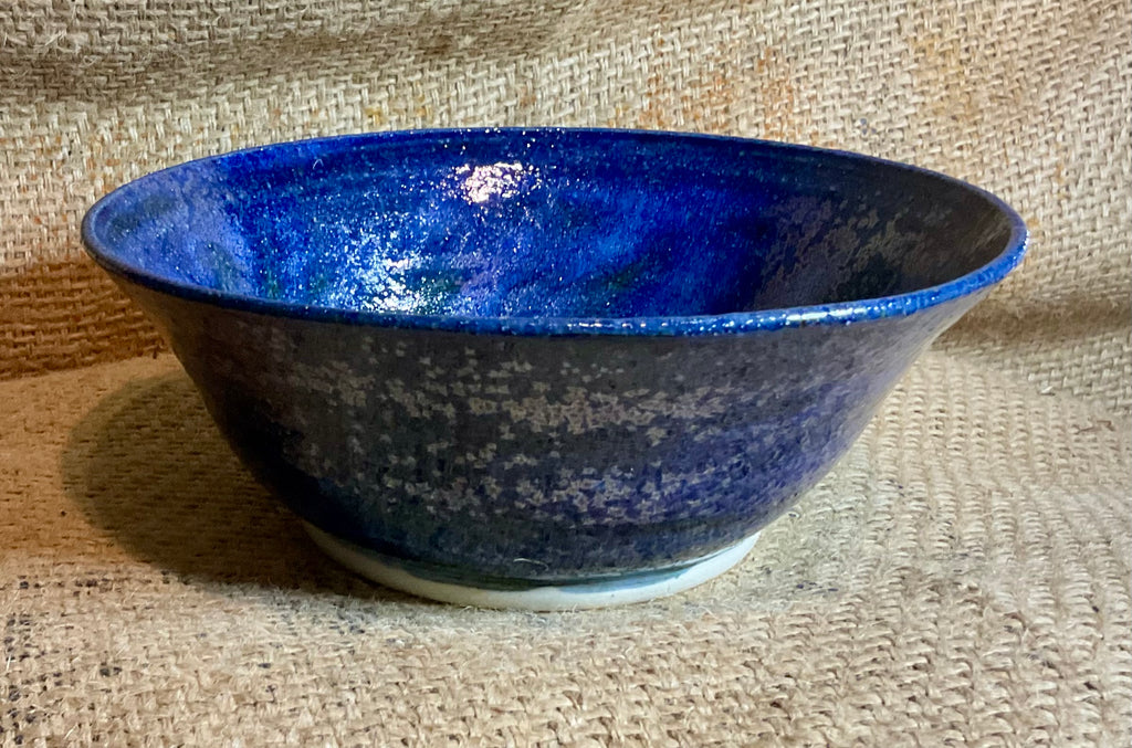 Pottery- large blue iridescent bowl