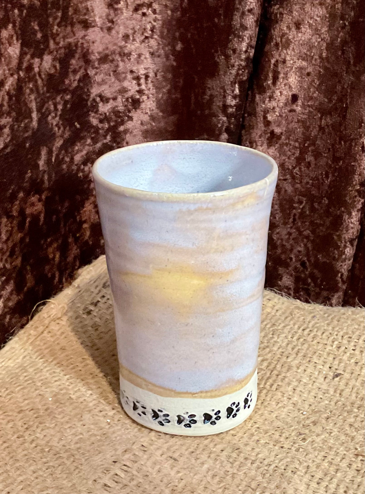 Pottery moon river dog print cup