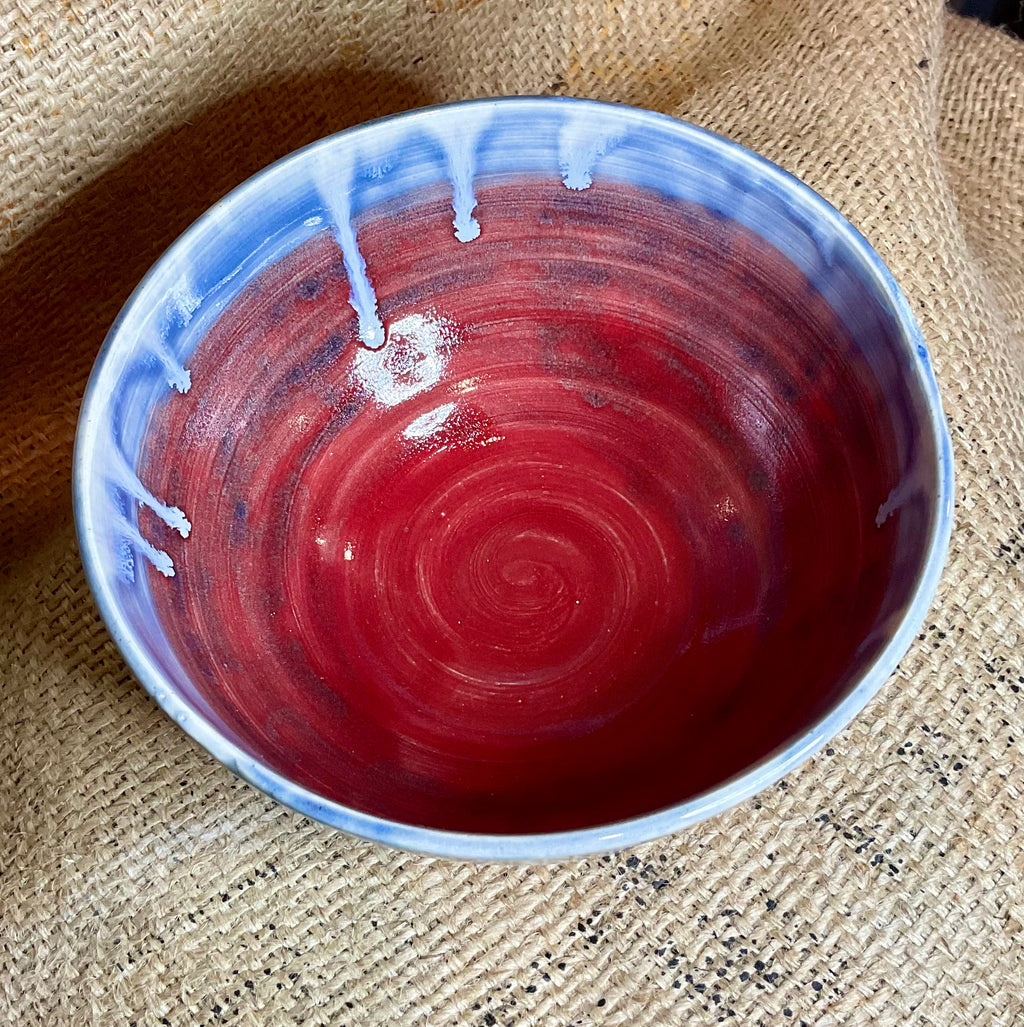 Pottery- blue and red bowl - medium
