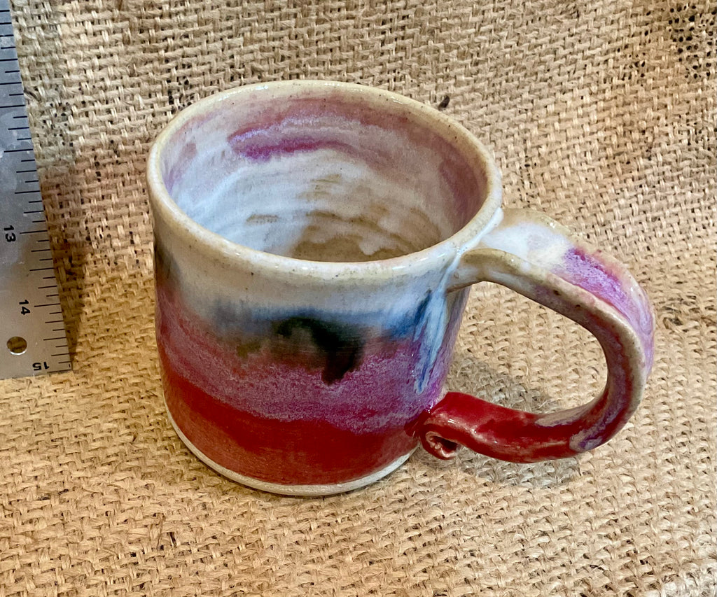 Pottery- red white and black mug