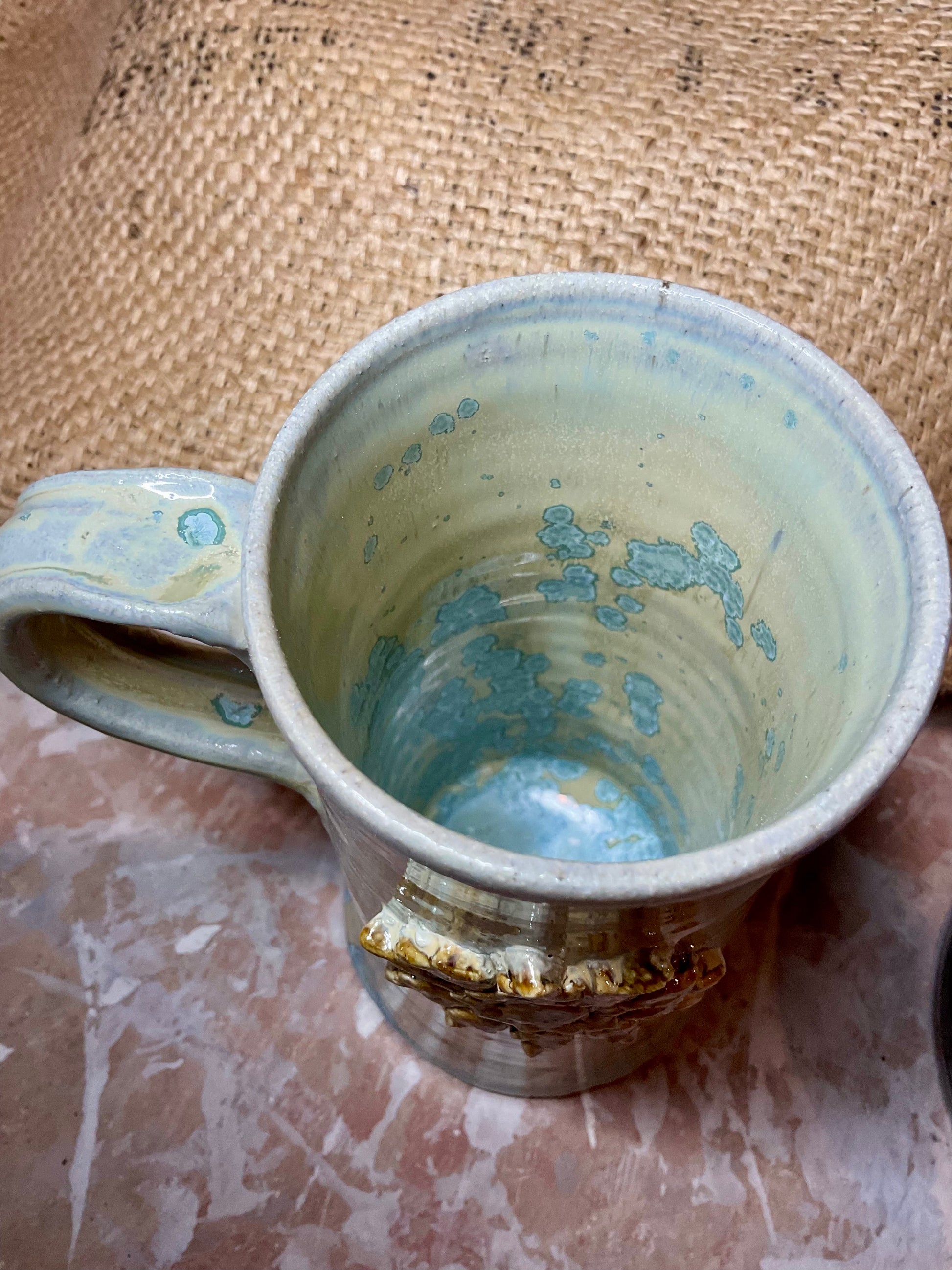 Pottery- snowflake beer stein