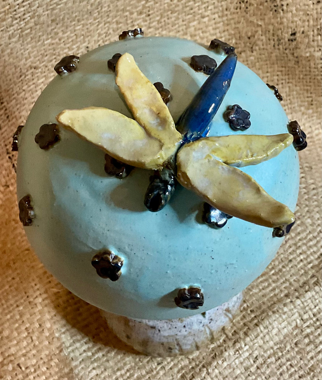 Pottery- mushroom with dragonfly