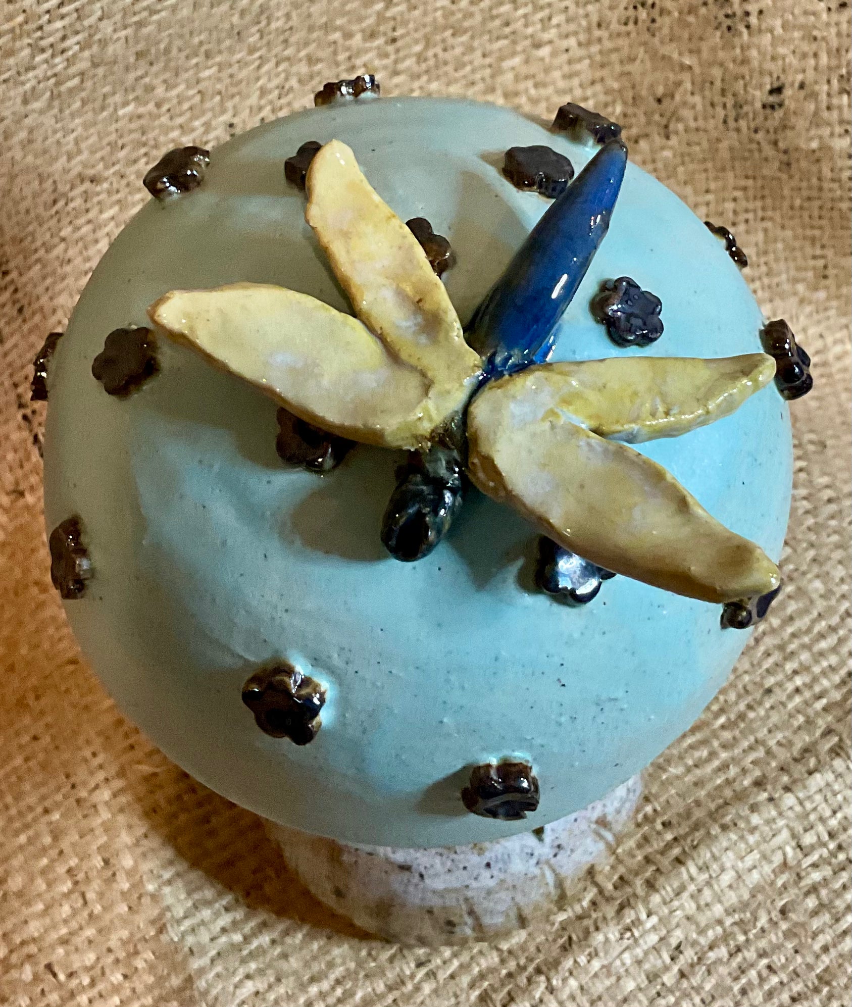 Pottery- mushroom with dragonfly