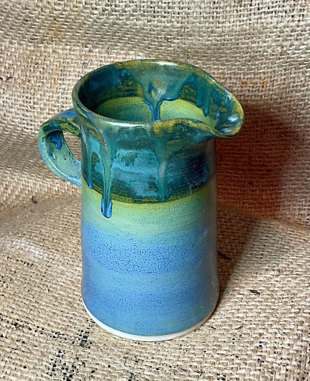 Pottery- Pitcher green and blue