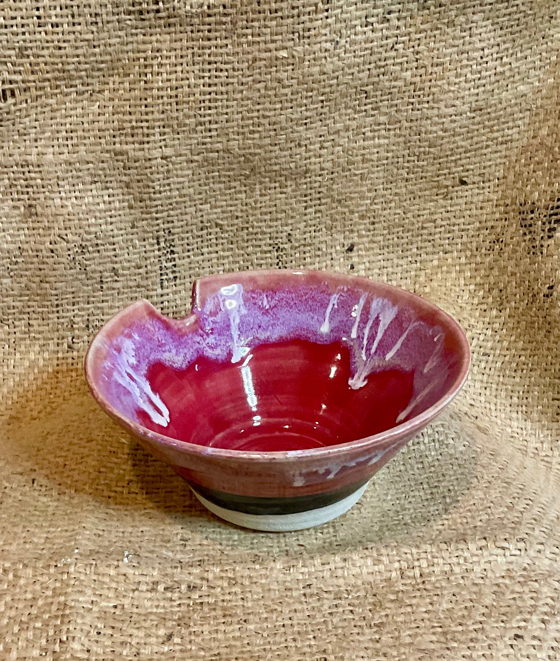 Pottery- red ramen bowl