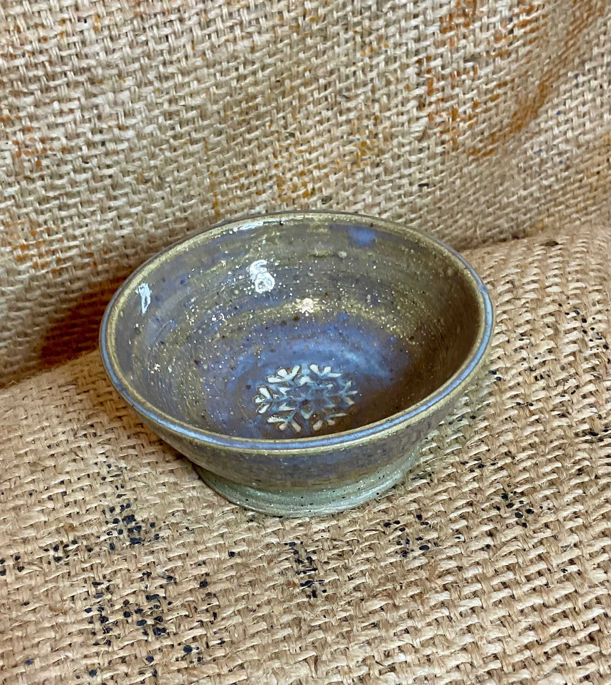 Pottery- muddy snowflake bowl