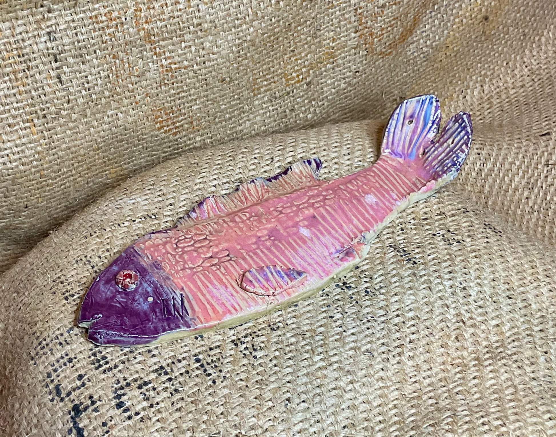 Pottery - fish incense holder