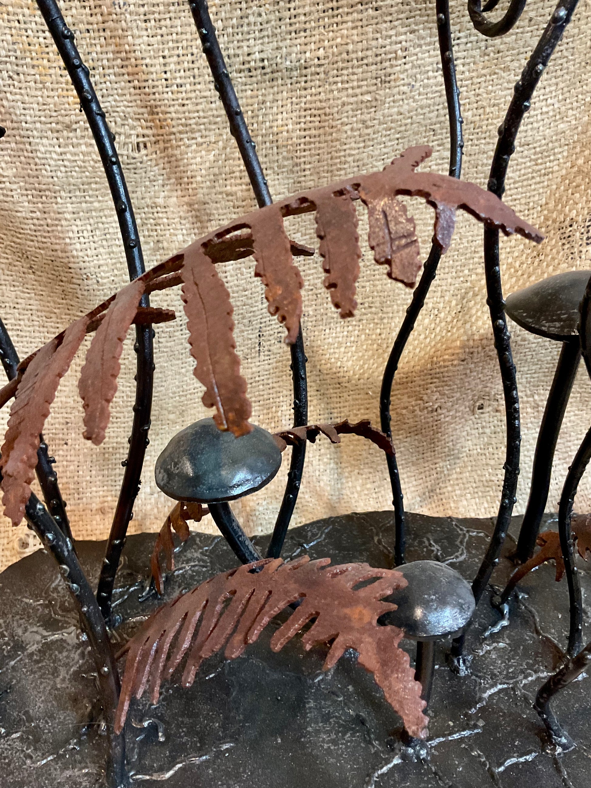The METALIST  Large ferns and mushroom sculpture