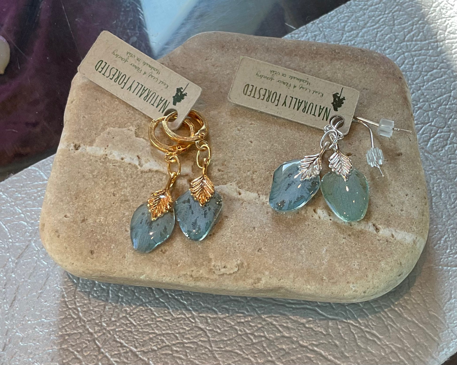 Naturally Forested-Delphinium,larkspur, hydrangea earrings