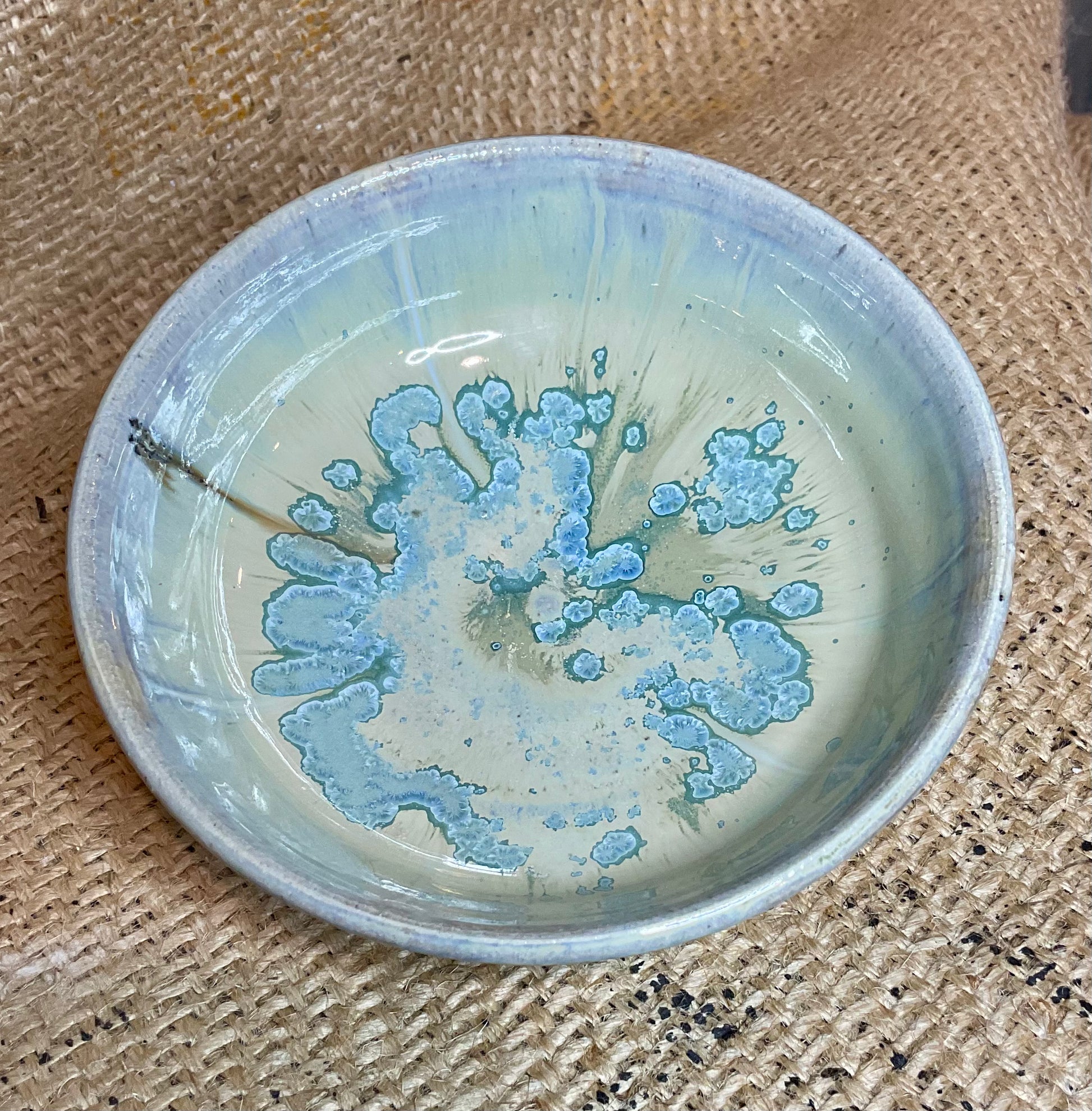 Pottery- blue snowflake bowl