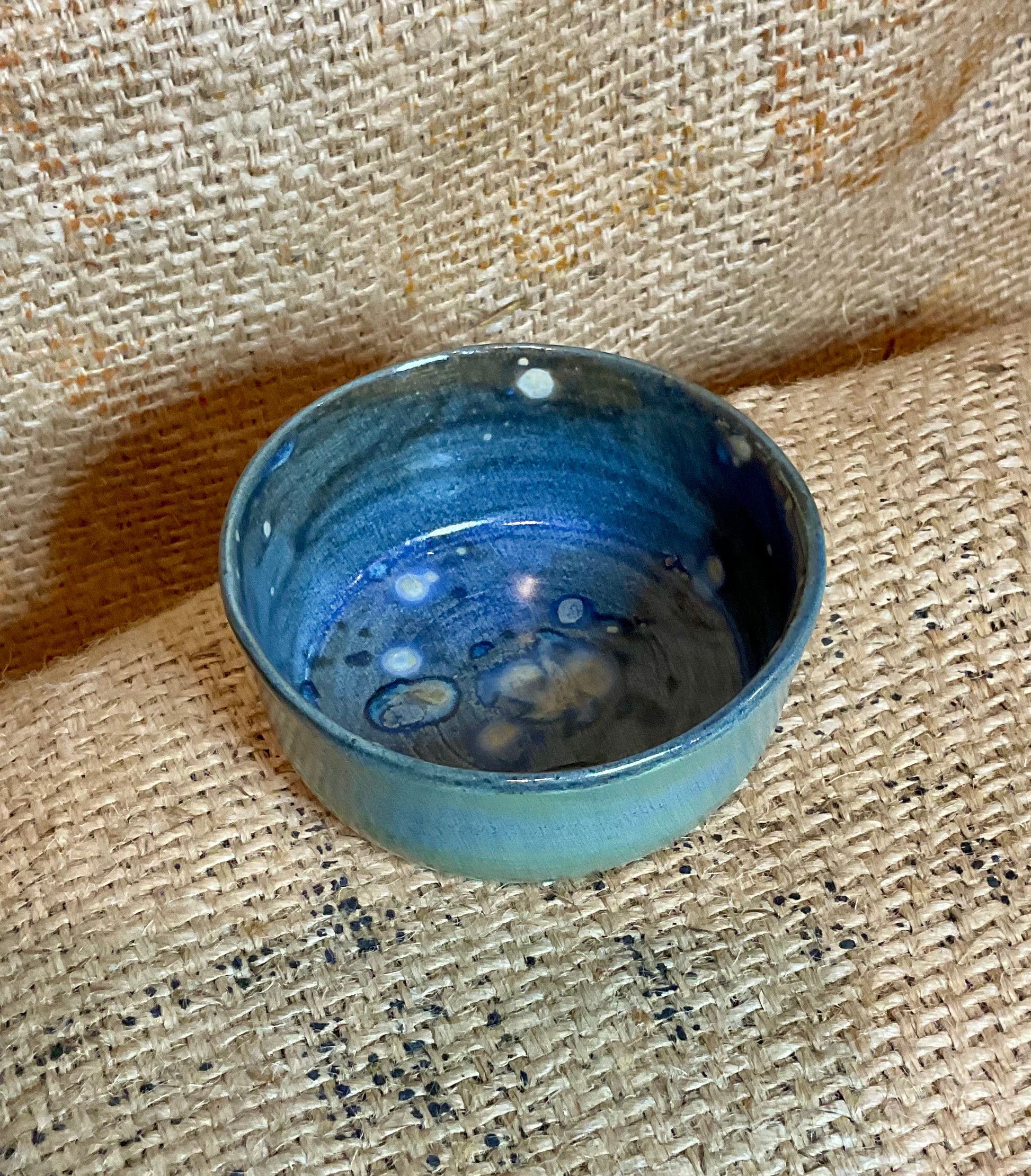 Pottery- blues and blobs  bowl