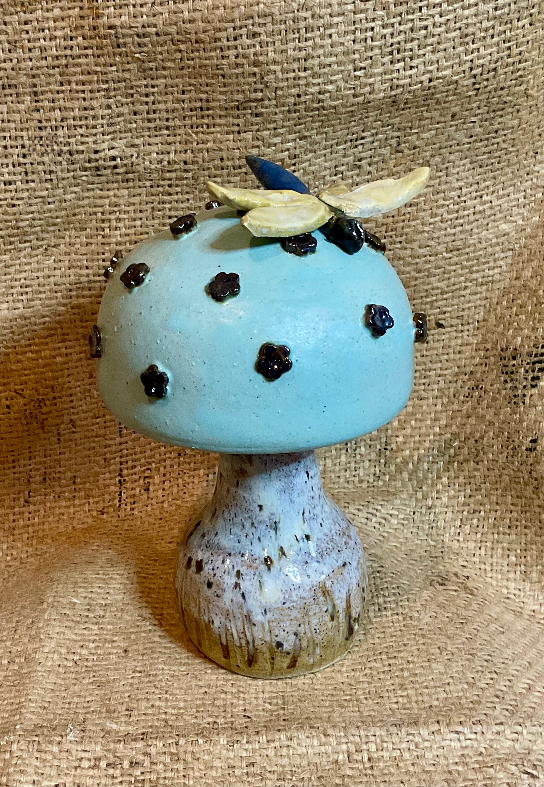 Pottery- mushroom with dragonfly